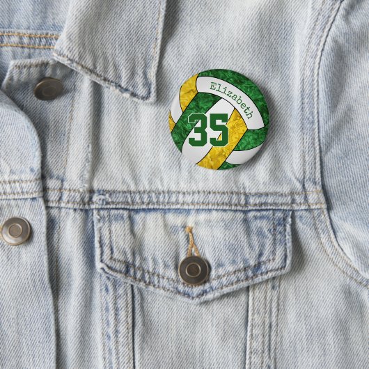 Grüne Goldmädchen Volleyballmannschaft Button (Beispiel)