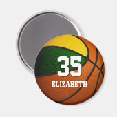 Grüne Goldmannschaft Farben Basketball-Schulgeist Magnet (Vorderseite/Rückseite)