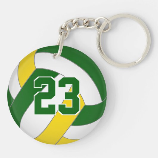 Grüne Goldmannschaft färbt Buben Volleyball Schlüsselanhänger (Rückseite)
