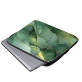 Grüne Goldmarmor Laptopschutzhülle (Vorne Knopf)