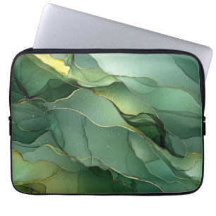 Grüne Goldmarmor Laptopschutzhülle