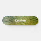 Grüne Goldpunkte abstrakte Wasserfarbe hinzufügen  Skateboard (Horizontal)