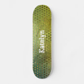 Grüne Goldpunkte abstrakte Wasserfarbe hinzufügen  Skateboard (Vorderseite)
