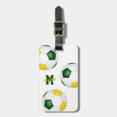 Grüne Goldsoccer-Tasche ID Schulklub Farben Gepäckanhänger (Vorderseite vertikal)