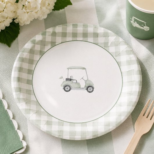 Grüne Golf Babydusche Pappteller