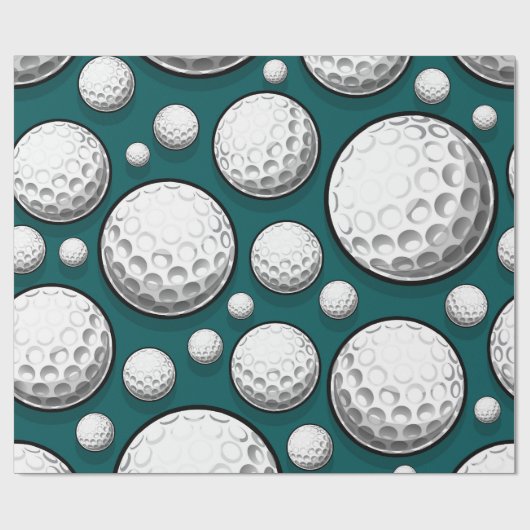 Grüne Golfbälle Geschenkpapier (Flach)