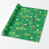 Grüne Golfer Geschenkpapier (Ungerollt)