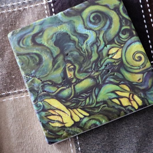 Grüne Göttin Malen Heiden Erde Steinuntersetzer