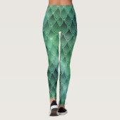 Grüne Gradient Dragon skaliert Leggings (Rückseite)
