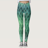 Grüne Gradient Dragon skaliert Leggings (Vorderseite)