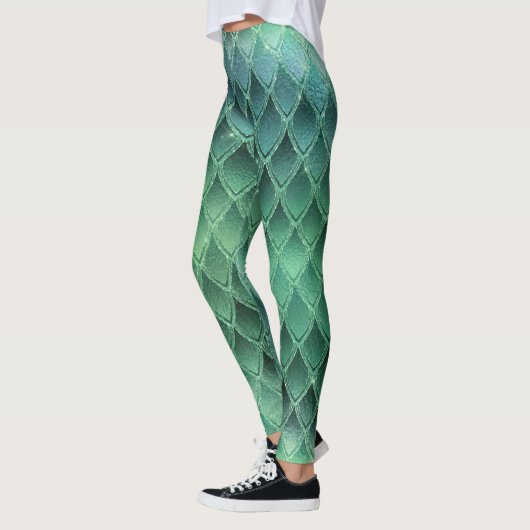 Grüne Gradient Dragon skaliert Leggings (Links)