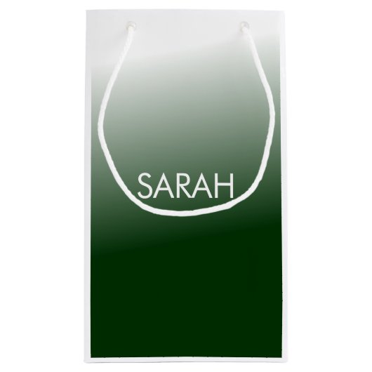 Grüne Gradient Monogram Kleine Geschenktüte (Rückseite)