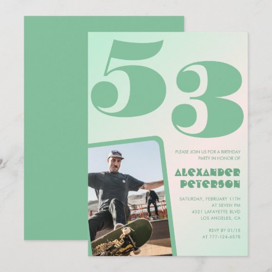 Grüne Gradienten 53. Geburtstagseinladungen Junge Einladung (Vorne/Hinten)
