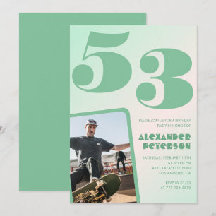 Grüne Gradienten 53. Geburtstagseinladungen Junge  Einladung