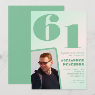 Grüne Gradienten 61. Geburtstagseinladungen Junge  Einladung