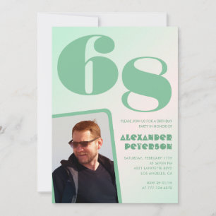 Grüne Gradienten 68. Geburtstagseinladungen Junge  Einladung