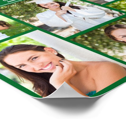 Grüne Graduate Foto Collage Graduation Party Poster (Ecke)