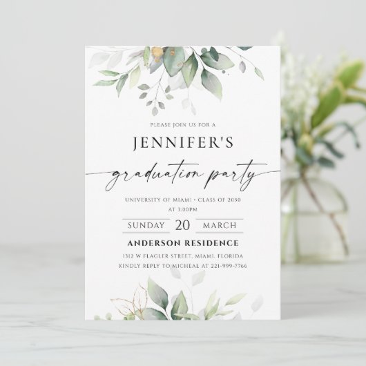 Grüne Graduation Party Einladung (Stehend Vorderseite)