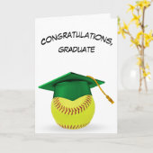 Grüne Graduierungskappe auf eine gelbe Softball Karte (Gelbe Blume)