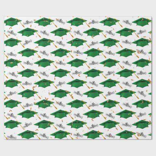 Grüne Graduierungsklammern mit Diplomen Geschenkpapier (Flach)