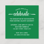 Grüne Graduierungspartei des modernen Fotos Begleitkarte (Rückseite)