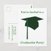 Grüne Graduierungspartei Einladung Postkarten (Vorne/Hinten)