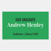 Grüne Graduierungspartei für einfachen Text Rechteckiger Aufkleber (Vorderseite)