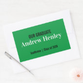 Grüne Graduierungspartei für einfachen Text Rechteckiger Aufkleber (Umschlag)