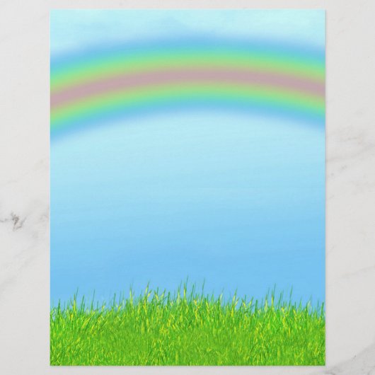 Grüne Gras, Regenbogen und blauer Himmel Hintergru Flyer (Vorne)