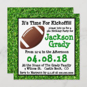 Grüne Grasfußball Einladung zum Geburtstag (Vorne/Hinten)