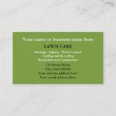 Grüne Grasgartenkarte für Rasenpflege Visitenkarte (Rückseite)