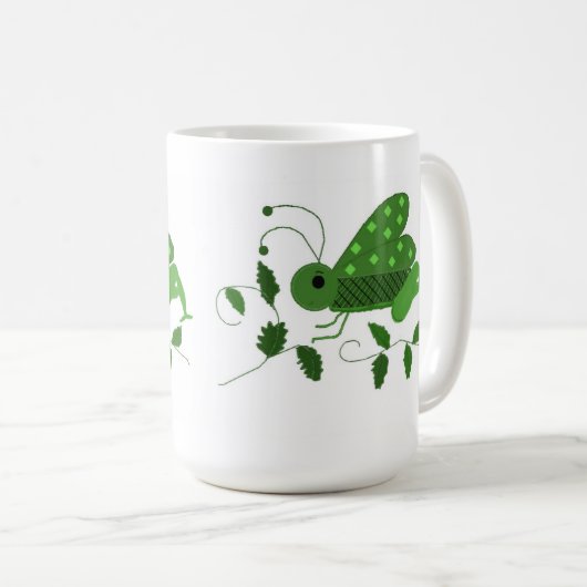 Grüne Grasshopper Kaffeetasse (VorderseiteRechts)