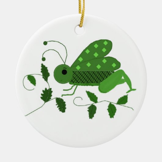 Grüne Grasshopper Keramikornament (Vorne)