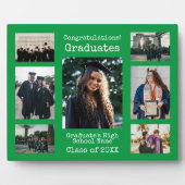 Grüne Gratulationen der High School Graduate Foto Fotoplatte (Vorderseite)