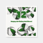 Grüne graue Basketbälle Jungen Sport Party Serviette (Vorderseite)