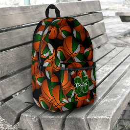 Grüne graue Basketballmannschaftsfarben mit Jersey Bedruckter Rucksack