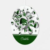 grüne graue Basketballsterne personalisiert Ornament Aus Metall (Vorderseite links)