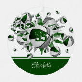 grüne graue Basketballsterne personalisiert Ornament Aus Metall (Vorderseite)