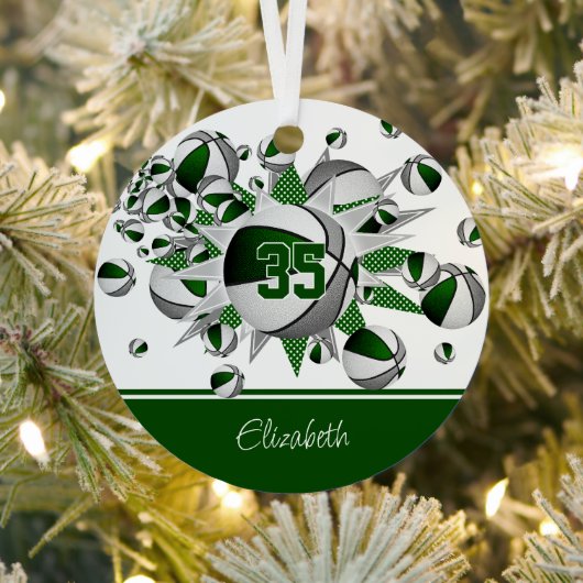 grüne graue Basketballsterne personalisiert Ornament Aus Metall (InSitu)