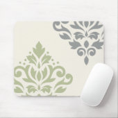 Grüne graue Creme der Rolle-Damast-Kunst-I Mousepad (Mit Mouse)