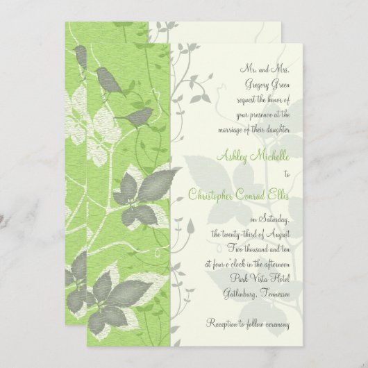Grüne, graue Elfenbeinweine - Einladung zur Hochze (Vorne/Hinten)