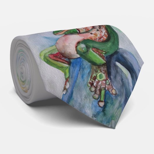Grüne graue Frosch-Krawatte Krawatte (Gerollt)