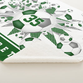 Grüne graue Mädchen Sport Fußball Bälle Sterne Sherpadecke