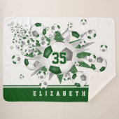 Grüne graue Mädchen Sport Fußball Bälle Sterne Sherpadecke (Vorderseite (Horizontal))