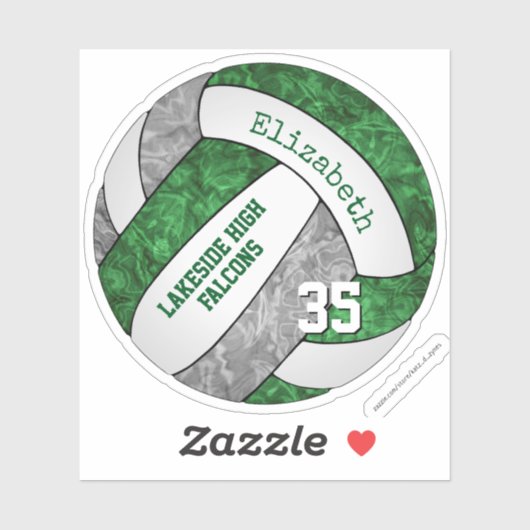 Grüne graue Mädchen Volleyball w Schule Maskottche Aufkleber (Blatt)