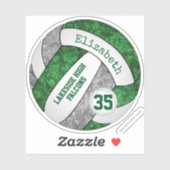 Grüne graue Mädchen Volleyball w Schule Maskottche Aufkleber (Blatt)