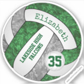 Grüne graue Mädchen Volleyball w Schule Maskottche Aufkleber (Vorderseite)
