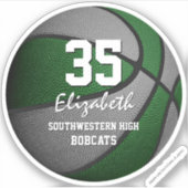 Grüne graue Mannschaft färbt Jungs Basketball Aufkleber (Vorderseite)