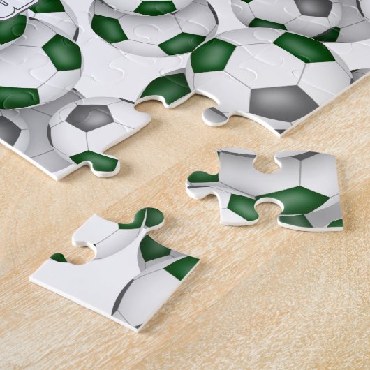 Grüne graue Mannschaft färbt Jungs Fußball Puzzle (Seite)