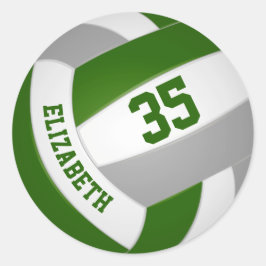Grüne graue Mannschaft färbt Jungs Mädchen Volleyb Runder Aufkleber
